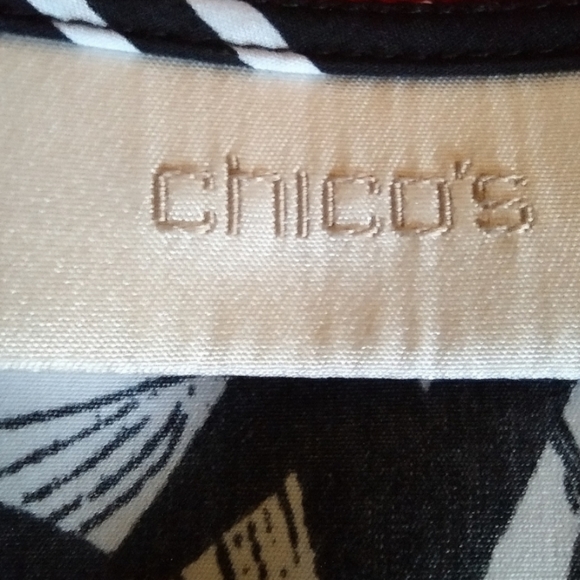 CHICO'S FLORAL B&W TANK TOP BLOUSE SIZE 1 - Picture 5 of 8